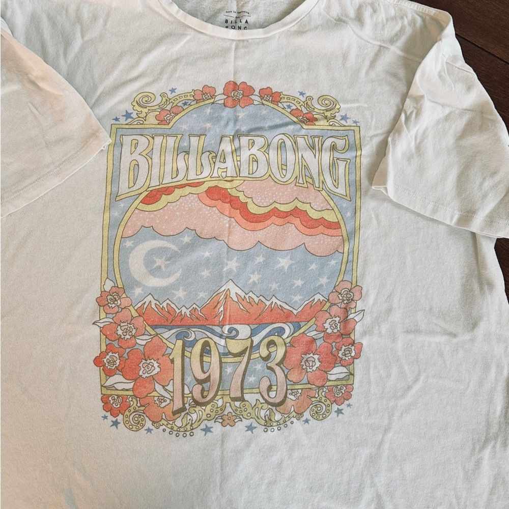 Billabong White Tee with Colorful Graphic